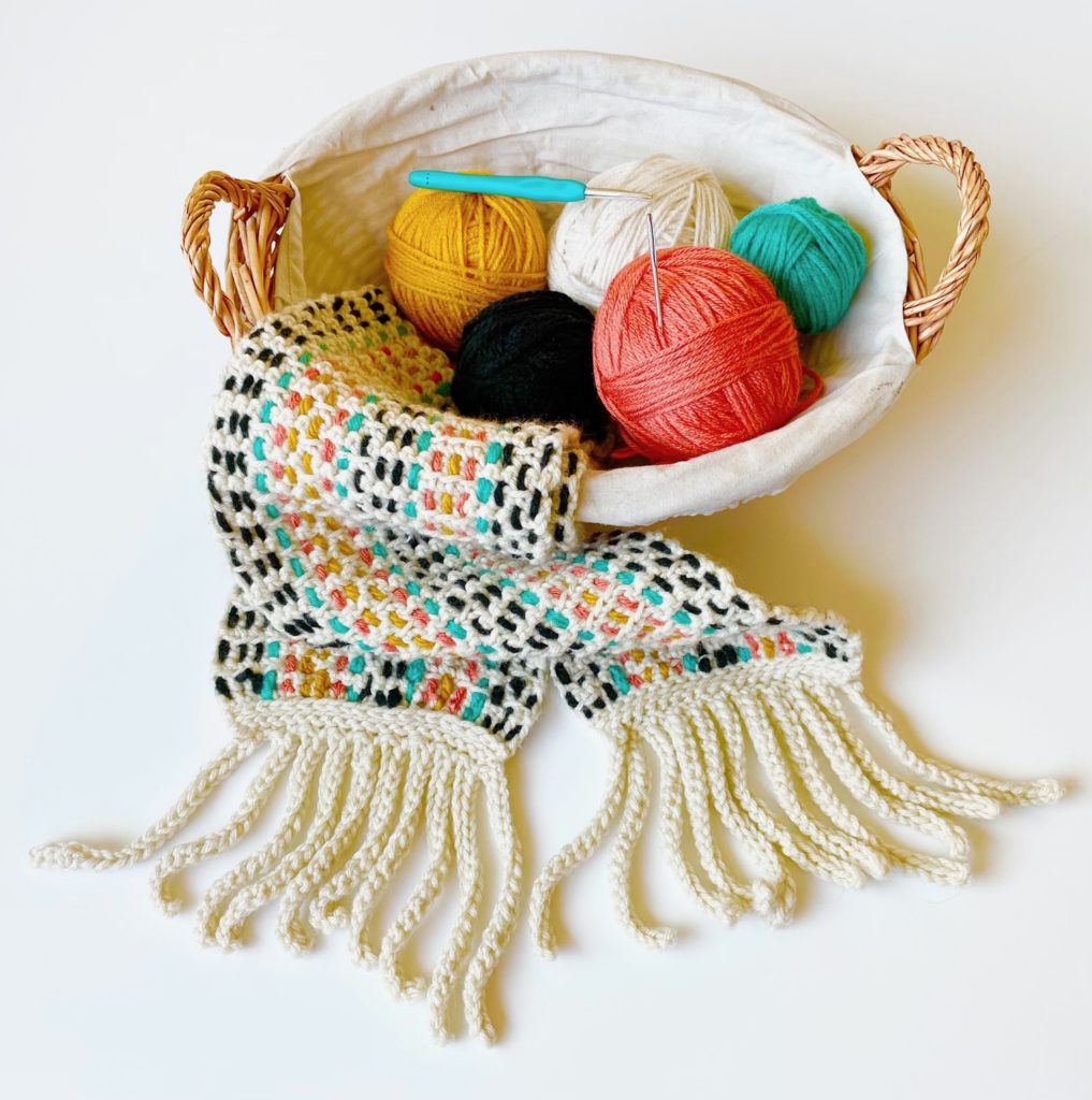 Woven Single Crochet Multi-Color Scarf